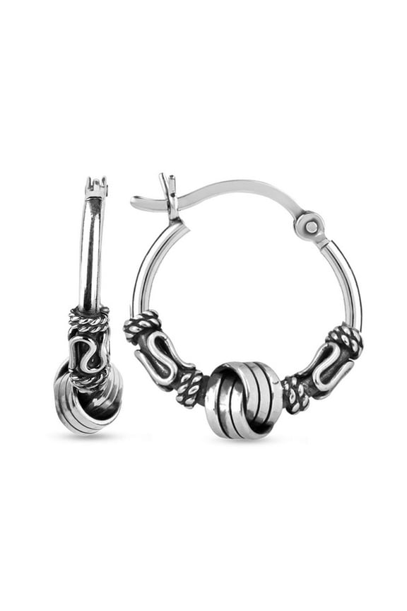 925 Sterling Silver Jewelry Italian Design Love Knot Balinese Hoop Earrings for Women and Teen 17MM