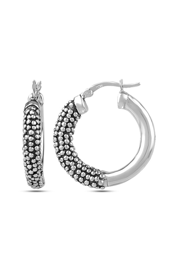 925 Sterling Silver Jewelry Light-Weight Antique Round Click-Top Hoop Earrings for Women and Teen 25MM