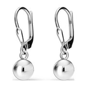 LeCalla 925 Sterling Silver Jewelry Light-Weight Dangle Ball Drop Leverback Earrings for Women 5MM - Mothers Day Gifts
