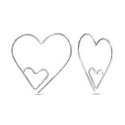 LeCalla 925 Sterling Silver Jewelry Light-Weight Heart Shape Wire Threader Earrings for Women and Teen Girls 35MM