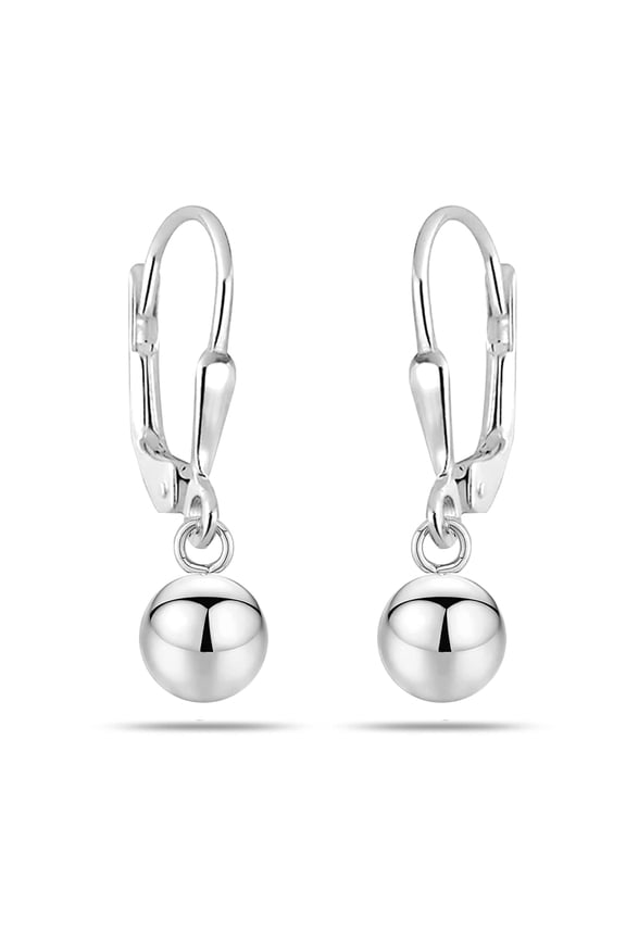 925 Sterling Silver Jewelry Light-Weight Hypoallergenic Ball Drop Leverback Dangle Earrings for Women 5MM