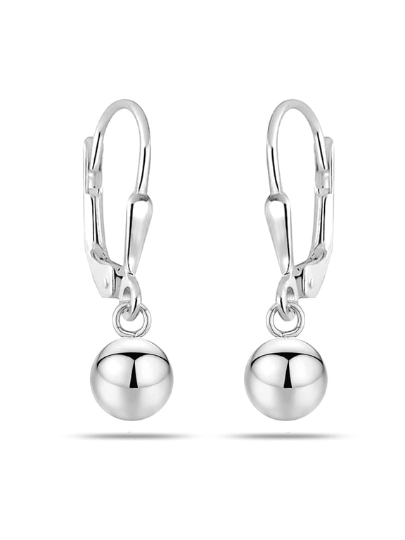 925 Sterling Silver Jewelry Light-Weight Hypoallergenic Ball Drop Leverback Dangle Earrings for Women 5MM