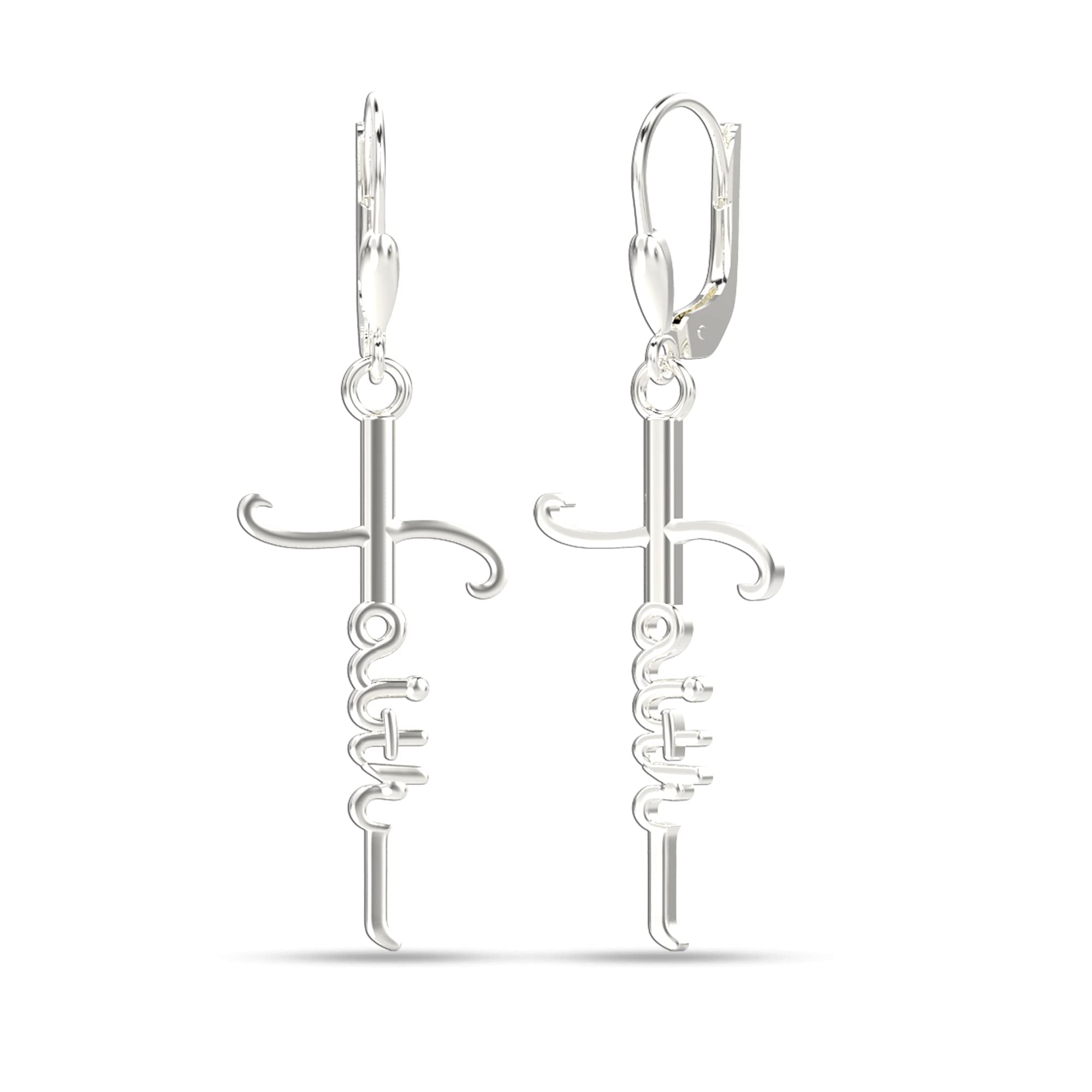 LeCalla 925 Sterling Silver Anti-Tarnish Faith Cross Dangle Drop Earrings, 45MM (Women's)