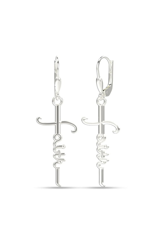 925 Sterling Silver Anti-Tarnish Faith Cross Dangle Drop Earrings, 45MM (Women's)
