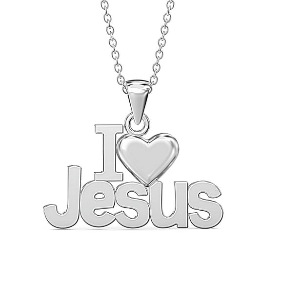 LeCalla 925 Sterling Silver Jewelry Love Heart Jesus Light-Weight Pendant Chain Necklace for Women and Teen 18+2" Inches