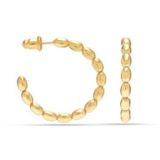 LECALLA 925 Sterling Silver Jewelry Open Hoops Italian Twisted Diamond-Cut Half Hoop Earrings for Women and Teen 28MM