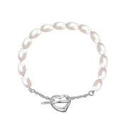 LECALLA 925 Sterling Silver Jewelry Pearl 8mm Sliding Bolo Bracelet for Women 10" Inch