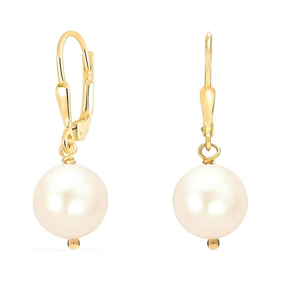 LeCalla 925 Sterling Silver Jewelry Pearl Drop Dangler Leverback Earrings Stud Earring for Women and Teen 30MM