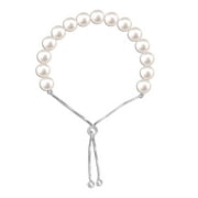 LeCalla 925 Sterling Silver Jewelry Pearl Sliding Bolo Bracelet for Women (10"Inch) - Gifts for Mothers Day
