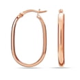 thumbnail image 1 of LeCalla 925 Sterling Silver Hoop Earring for Women Rose-Gold Plated Oval Hoop Earrings for Teen 30MM, 1 of 6