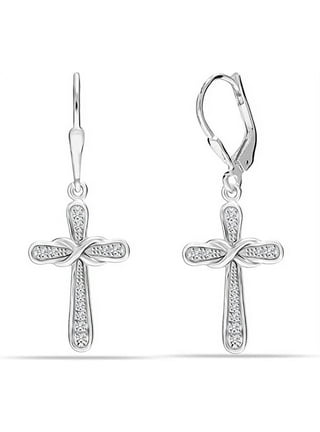 Sterling Silver Cross Drop Earrings - Just Creations