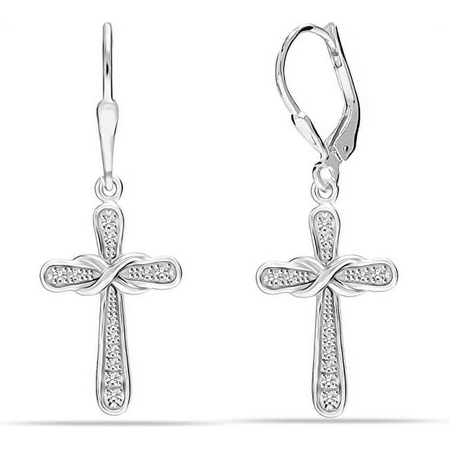 Non-Pierced Clip On Cross Dangle Drop Hoop Hinged Earrings Set Of 2 For Men Women No Piercing Ear Plug Jewelry For Graduation Easter Christmas, 2 Pairs