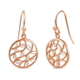 thumbnail image 1 of LeCalla 925 Sterling Silver Jewelry Rose-Gold Filigree Round Diamond-cut Leaf Dangle Earrings for Teens 26MM, 1 of 7
