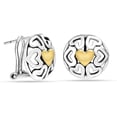 thumbnail image 1 of LeCalla 925 Sterling Silver Jewelry Round Antique Dome Heart Two-Tone Omega-Clip Back Stud Earrings for Women and Teen 12MM, 1 of 7