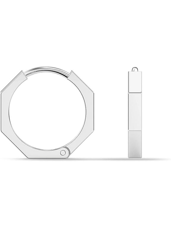 925 Sterling Silver Jewelry SMALL Cuff Huggie Light-Weight Hoop Earrings for Men Women and Teen 15MM