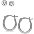 thumbnail image 1 of LeCalla 925 Sterling Silver Jewelry Set of 2 Pairs SMALL Click-Top Hoop Earrings Light-Weigh Italian Design Cubic Zirconia Stud Earrings Gifts for Women and Teen 13MM, 1 of 5
