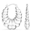 thumbnail image 1 of LeCalla Sterling Silver Shrimp Hoop Earrings, 35mm (Women's), 1 of 7