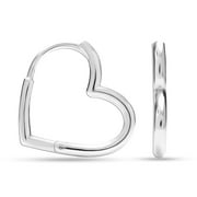 LeCalla 925 Sterling Silver Jewelry Small Love Heart Huggie Hoop Earrings for Women and Teen 22MM