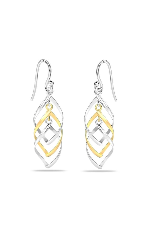925 Sterling Silver Jewelry Two-Tone Infinity Knot Twist French-Wire Drop Dangle Earrings for Women and Teen 45MM