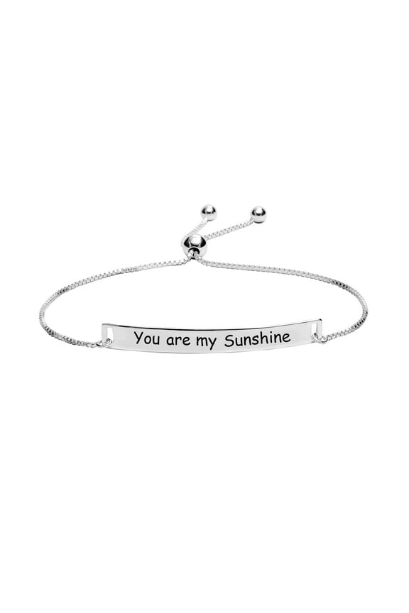925 Sterling Silver Jewelry You are my Sunshine Sliding Bolo Bracelet for Teen Women 8.5" Inch