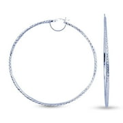 LECALLA 925 Sterling Silver Anti-Tarnish Diamond-Cut Hoop Earrings Italian Design Click-Top for Women 60MM