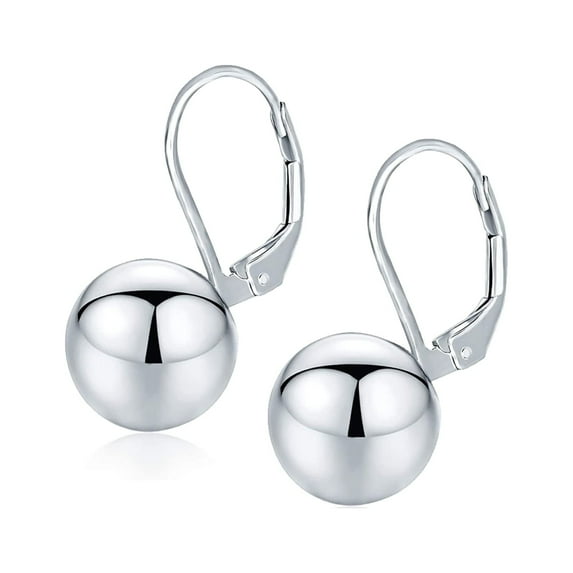 LeCalla 925 Sterling Silver Light-Weight 10MM Classic Ball Drop Dangle Lever-Back Earrings Jewelry Gifts for Women and Teen 21MM