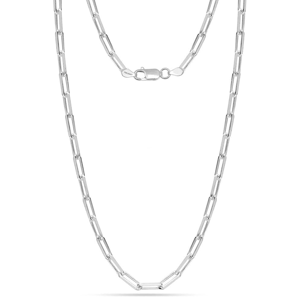 LeCalla 925 Sterling Silver Chain Necklace for Womens, Lightweight 3MM Italian PaperClip Link Chain Necklace 16" Inch Jewelry Gifts for Women