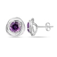 thumbnail image 1 of LeCalla 925 Sterling Silver Light-Weight 6MM Round Amethyst Gemstone Love-Knot Small Stud Earrings for Women and Teen 12MM, 1 of 6