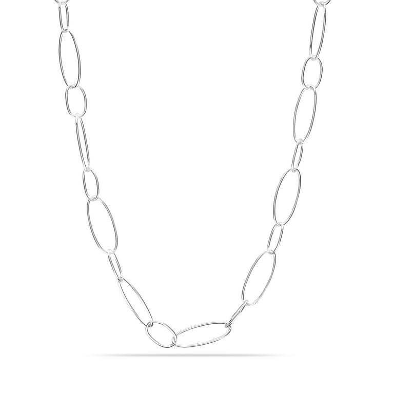 LeCalla 925 Sterling Silver Light Weight 7MM Big Paper Clip Link Chain Necklace Jewelry Gifts for Women 24 Inch Walmart