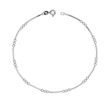 LeCalla 925 Sterling Silver Light-Weight Box Chain Link Anklet Jewelry for Women and Teen 10" Inch