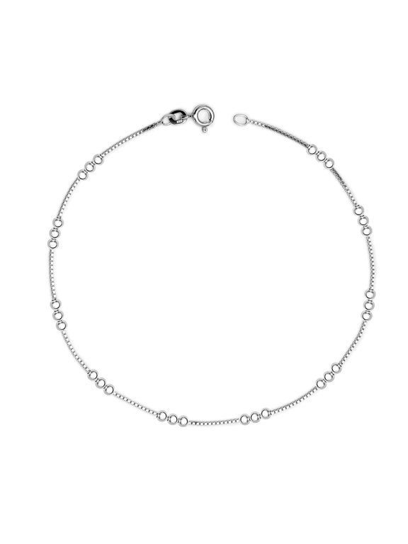925 Sterling Silver Light-Weight Box Chain Link Anklet Jewelry for Women and Teen 10" Inch