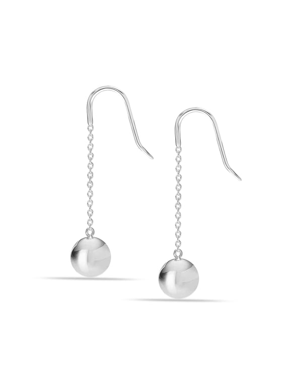 925 Sterling Silver Light-Weight Classic Beaded Ball Hook Drop Dangle Earrings for Women and Teen 48MM