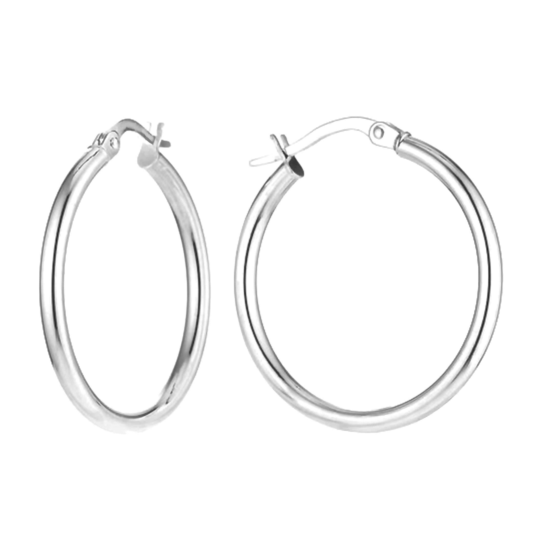 LeCalla 925 Sterling Silver Classic Hoop Earrings 25MM