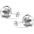 thumbnail image 1 of LeCalla 925 Sterling Silver Light-Weight Disco Ball Post Stud Earrings Hammered Mirror Ball Post Earrings for Women and Teen 10MM, 1 of 5