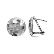 LECALLA 925 Sterling Silver Light-Weight Half-Round Diamond-Cut Omega Back Earrings for Women and Teen 12MM