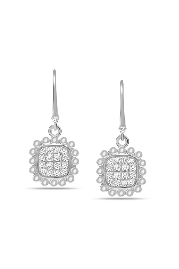 925 Sterling Silver Light-Weight Hanging Square Cubic Zirconia Drop Dangler Leverback Earrings Gifts for Women and Teen 30MM