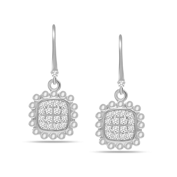 LeCalla 925 Sterling Silver Light-Weight Hanging Square Cubic Zirconia Drop Dangler Leverback Earrings Gifts for Women and Teen 30MM