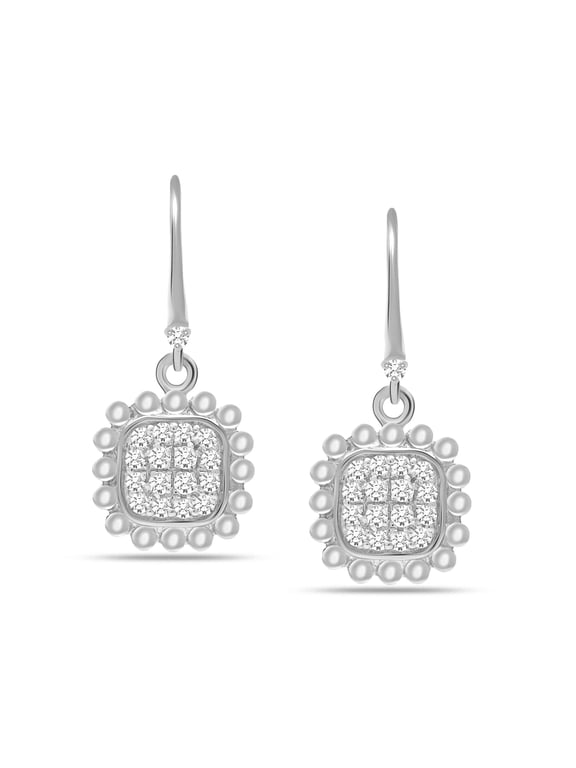 925 Sterling Silver Light-Weight Hanging Square Cubic Zirconia Drop Dangler Leverback Earrings Gifts for Women and Teen 30MM