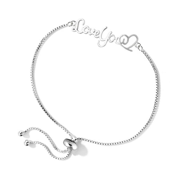LeCalla 925 Sterling Silver Light-Weight Heart Love-You Sliding Bolo Bracelet Gifts for Women and Teen Girls 8.5" Inch