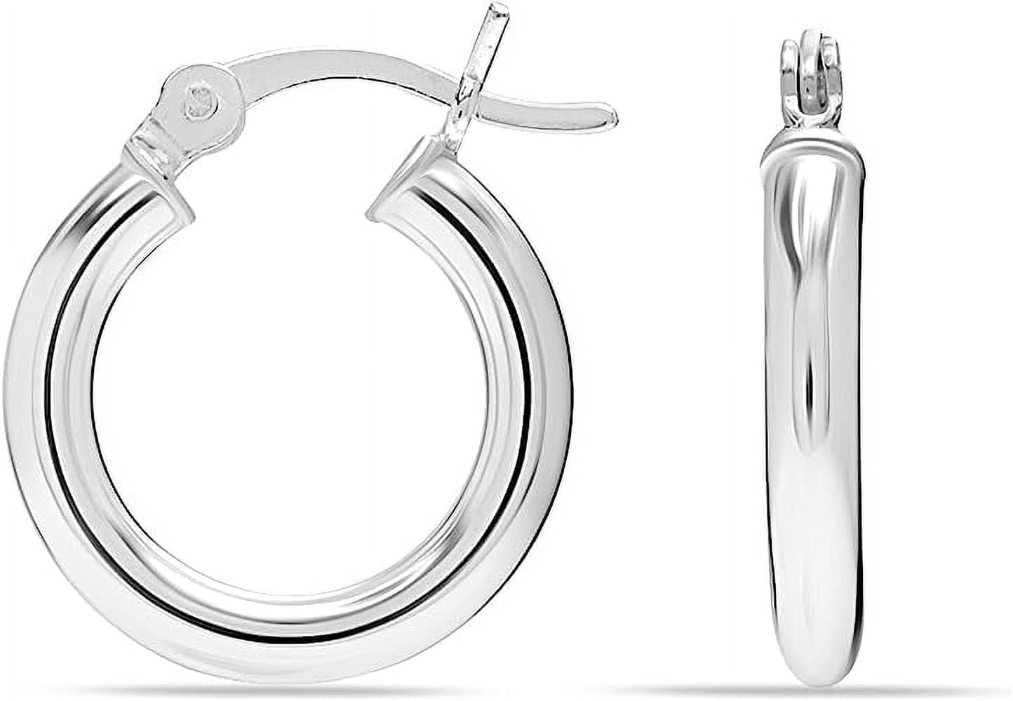 LeCalla 925 Sterling Silver Hypoallergenic Nickel-Free Italian Diamond-Cut Hoop Earrings, 20MM