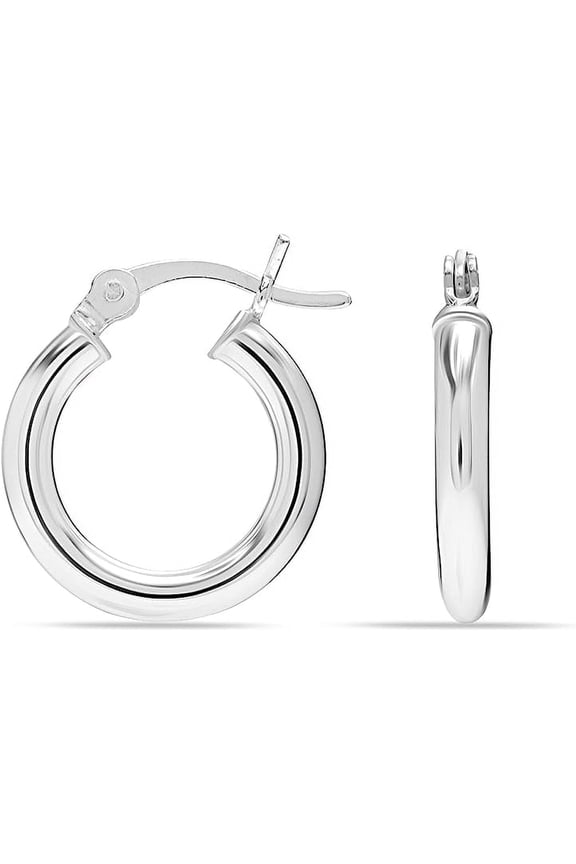 925 Sterling Silver Hypoallergenic Nickel-Free Italian Diamond-Cut Hoop Earrings, 20MM