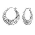 thumbnail image 1 of LeCalla 925 Sterling Silver Light-Weight Hypoallergenic Diamond-Cut Textured Click Top Round Hoop Earrings for Women and Teen 26MM, 1 of 9