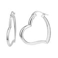 thumbnail image 1 of LeCalla Sterling Silver Heart Hoop Earrings, 30MM, Anti-Tarnish Coating, Excellent Gift, 1 of 8
