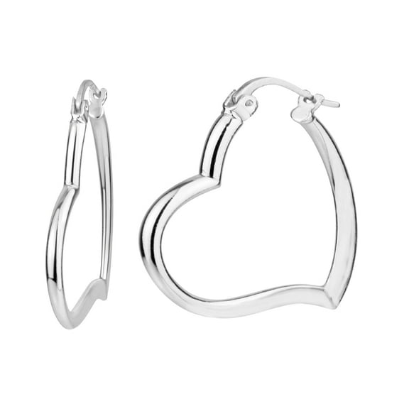 LeCalla Sterling Silver Heart Hoop Earrings, 30MM, Anti-Tarnish Coating, Excellent Gift
