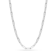 LeCalla 925 Sterling Silver Light-Weight Italian 3.5MM Paper Clip Link Chain Necklace for Women and Girls 18" Inches - Gifts for Mothers Day