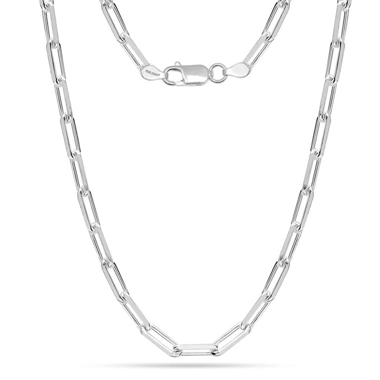 LeCalla Elegant 925 Sterling Silver PaperClip Link Chain Necklace