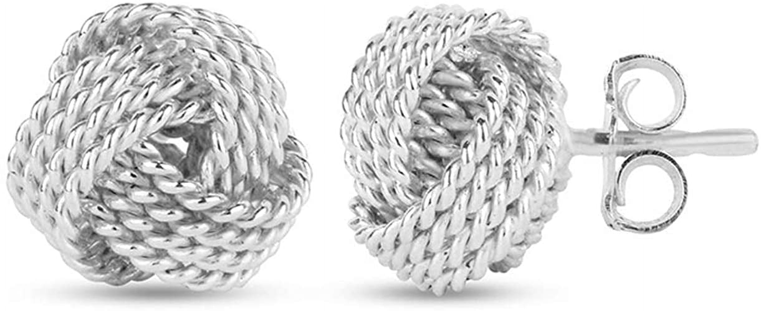 LeCalla 925 Sterling Silver Light-Weight Italian Design Love Knot Stud Earrings Jewelry for Women and Teen 10MM