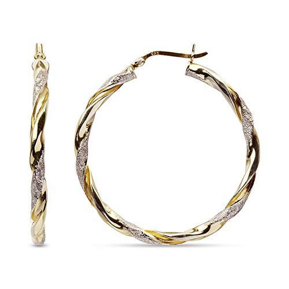 LeCalla 925 Sterling Silver Two-Tone Hoop Earrings for Women and Teen, 30MM