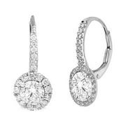 LeCalla 925 Sterling Silver Light-Weight Jewelry Cubic Zirconia Leverback Drop Earrings for Women and Teen Girls 25MM - Mothers Day Gifts for Mom