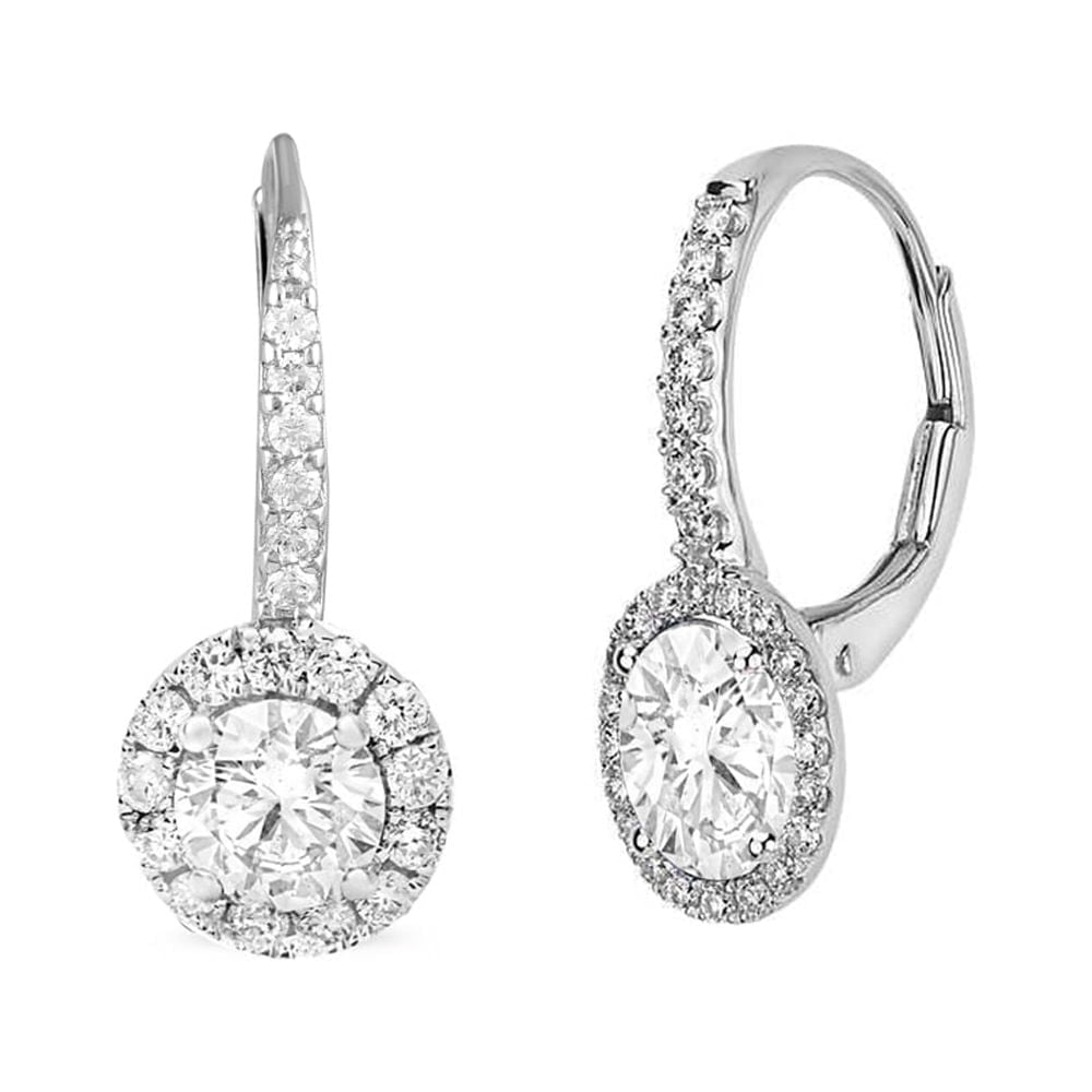 LeCalla 925 Sterling Silver Light-Weight Jewelry Cubic Zirconia Leverback Drop Earrings for Women and Teen 25MM